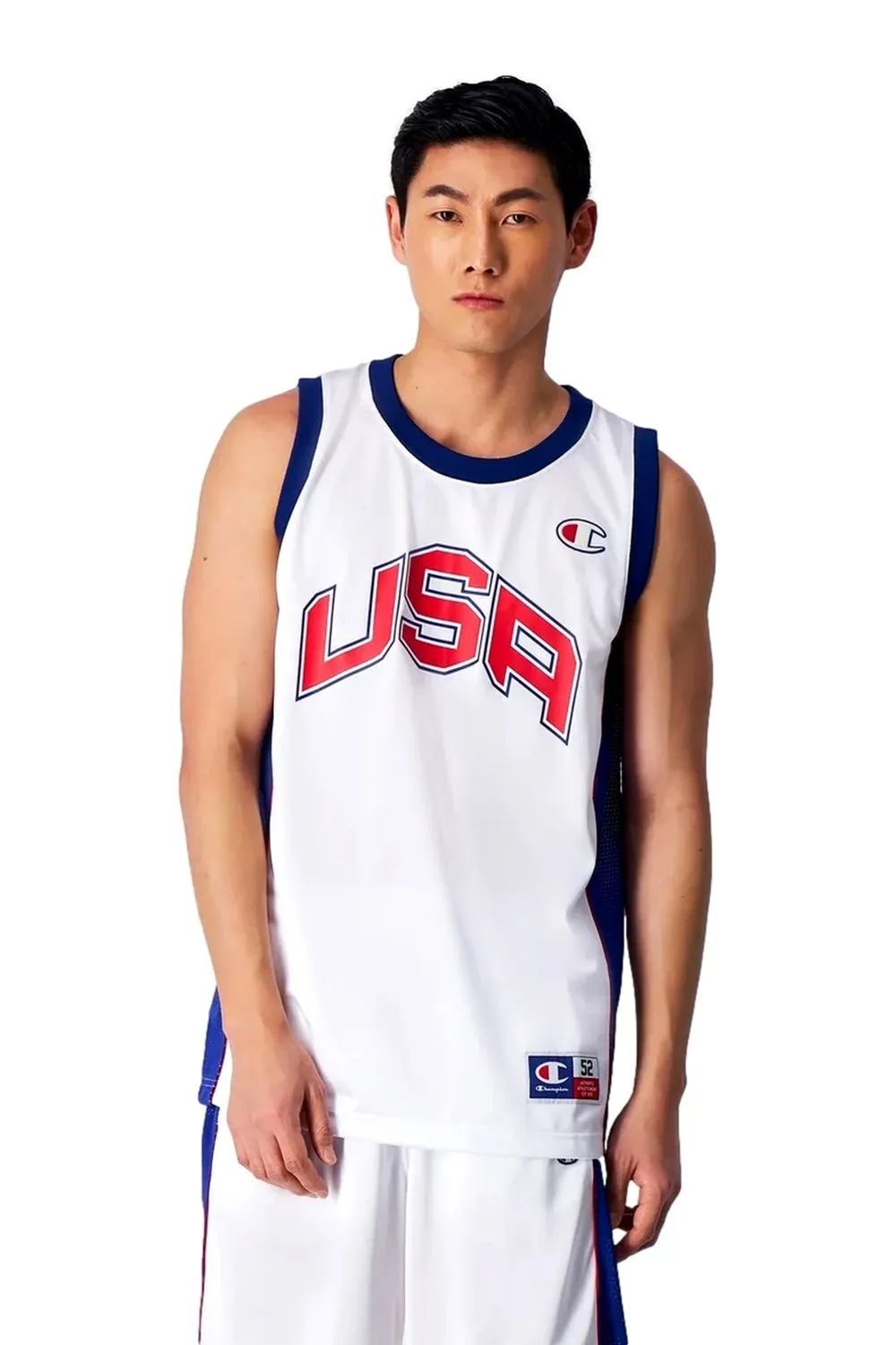 Camiseta champion blanca basket tank top usa logo