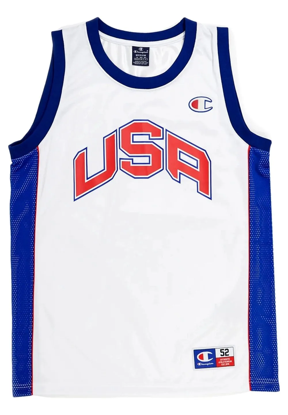 Camiseta champion blanca basket tank top usa logo